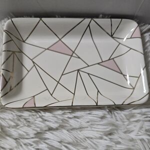 Summer & Rose White and Pink Geometric Decor Tray